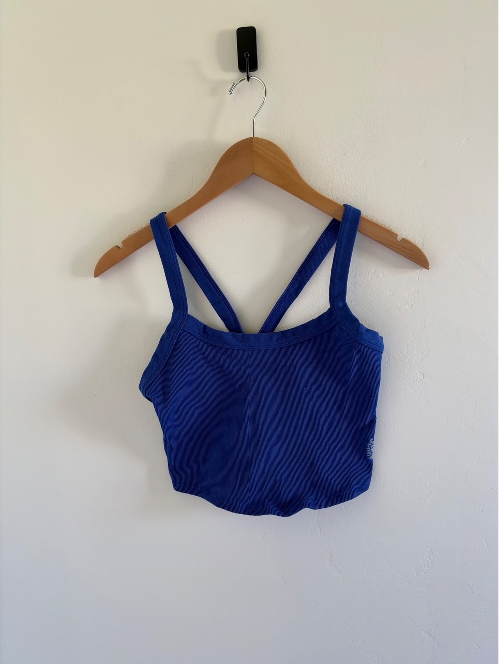 Free People Movement Blue Ribbed Strappy Crop Top Sports Bra Size Small